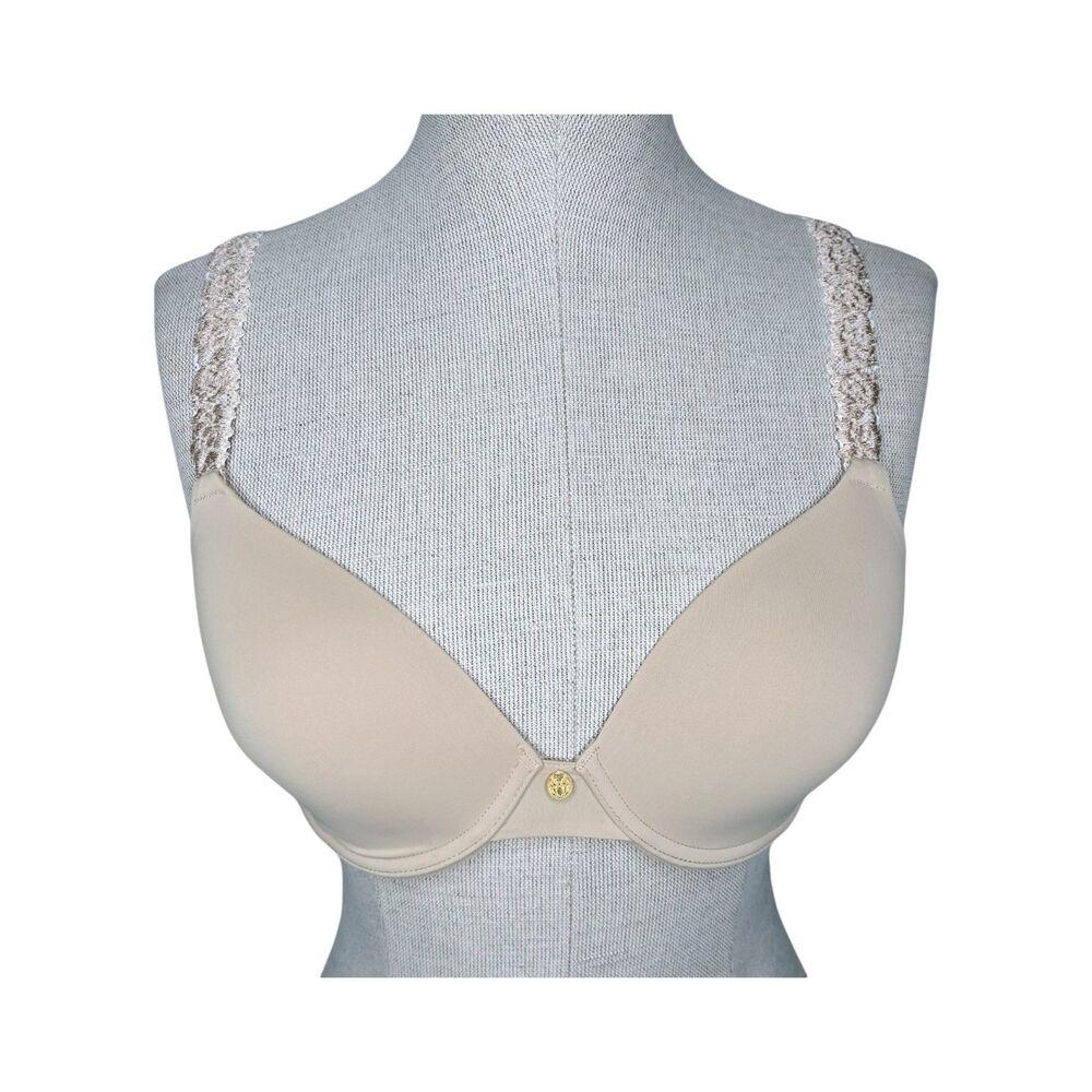 Natori Rose Dream Custom Coverage Underwire Bra sz 32C * Beige Nude T Shirt Bra